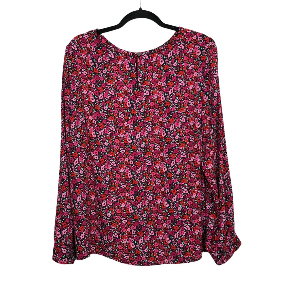 J Crew Factory  Women’s Floral Green Pink Print Long Sleeves Size 2X - Picture 2 of 10